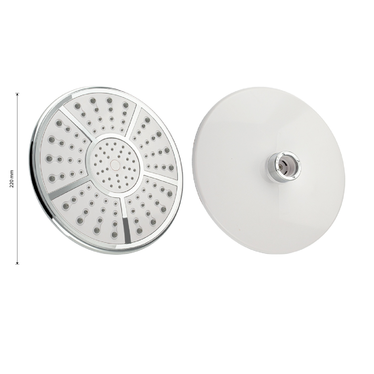 GFmark - Лейка большая, тропический душ, круглая, белая с хромом, 200 мм, код: 6040  - Вид №4