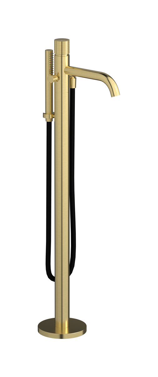 Напольный смесиель для ванны с встроенным душем. WE ARE IB ga399is Brushed Pale Gold Gatsby