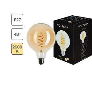 Декоративная филаментная лампа Voltega G125 тонированная 4Вт E27 ретро-стиль 89345984