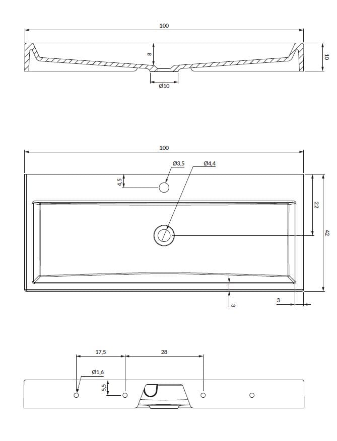Столешница/подвесная раковина из композитного материала OMNIRES THASOS M+ THASOS500/600/700/1000 ARCH-00071634 - Вид №5