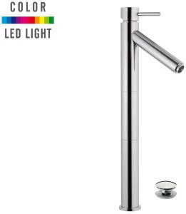 Remer Rubinetterie Смеситель для раковины, однорычажный, из хромированной латуни, со светодиодной подсветкой Minimal color Nr 10 l xl 2