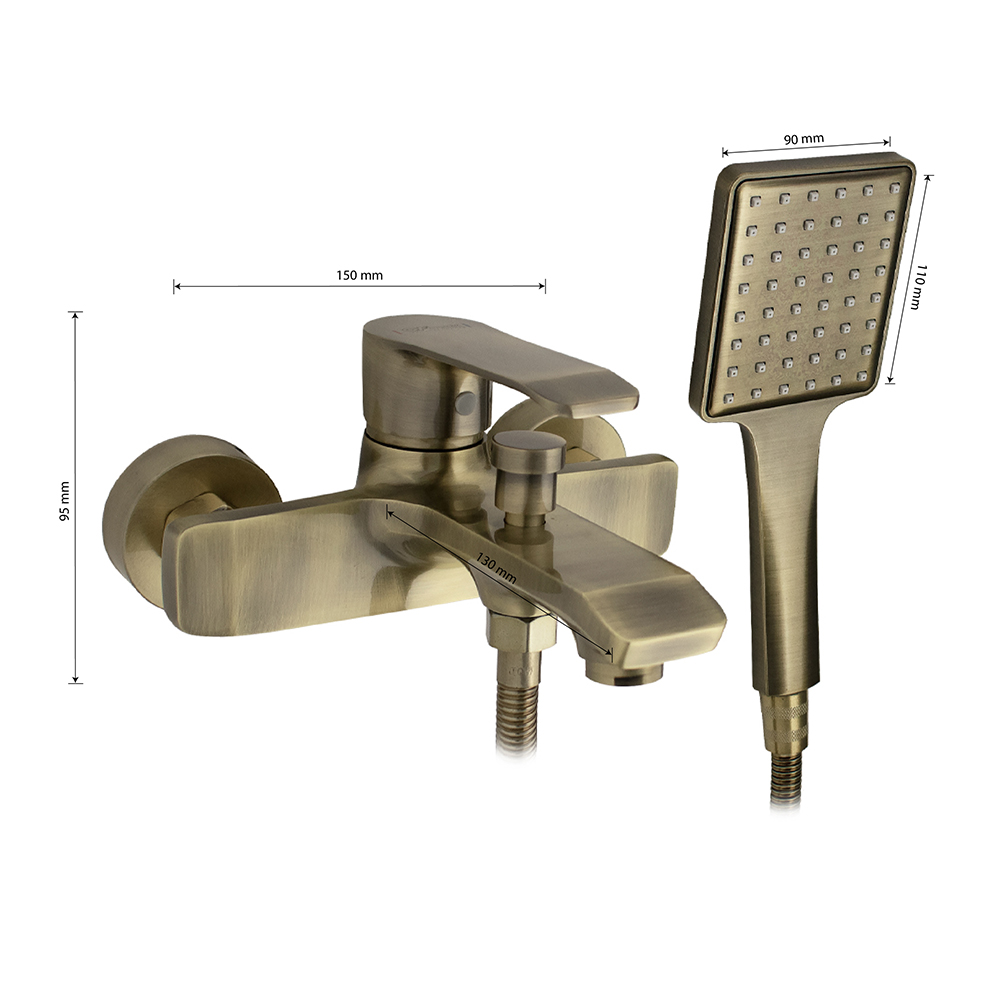 GFmark - Смеситель в ванную, шаровый, короткий излив, под состаренную БРОНЗУ, код: 5010  - Вид №2