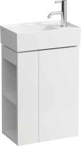 H4075180336441 Шкафчик под раковину с 1 стеклянной полочкой, дверца, крепление на петли справа, открытая полочка слева, для раковин с полочкой для смесителя справа 815334 LAUFEN PRO