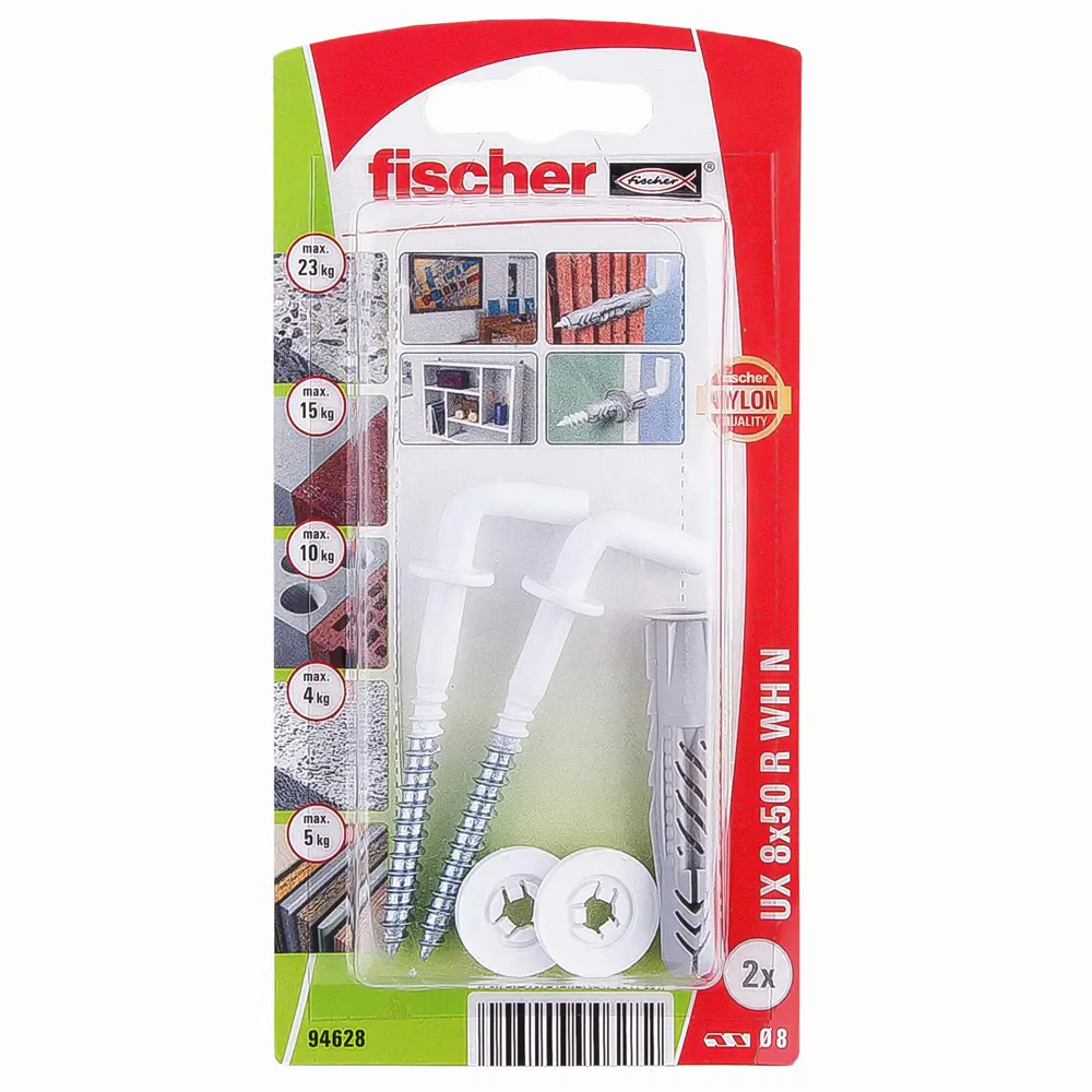 Дюбель универсальный Fischer UX с прямым крюком 8x50 мм нейлон цвет белый 2 шт STLM-2087091 - Вид №2