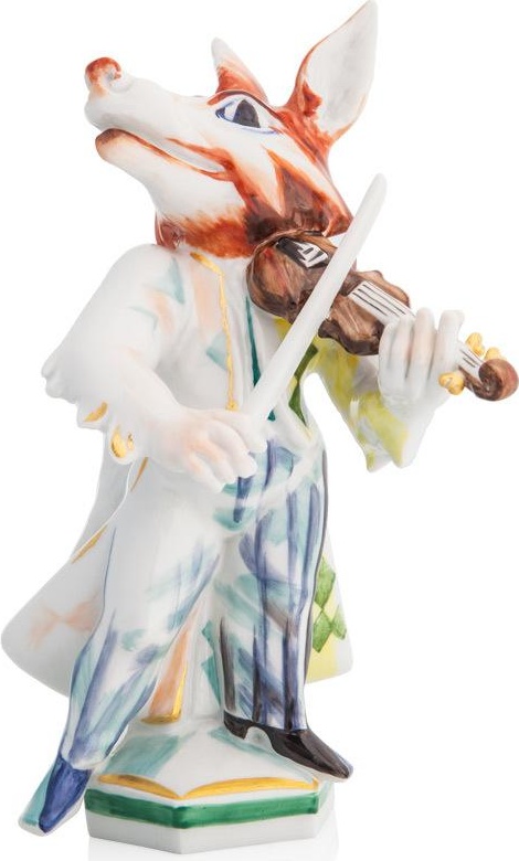 71601 Meissen Фигурка 19,5см "Лиса со скрипкой" (П.Штранг БРЕМЕНСКИЕ МУЗЫКАНТЫ) Фарфор 
