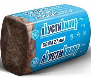 Звукоизоляция Акустик Слим Knauf 920х600х27мм (11,04м2; 0,298м3)
