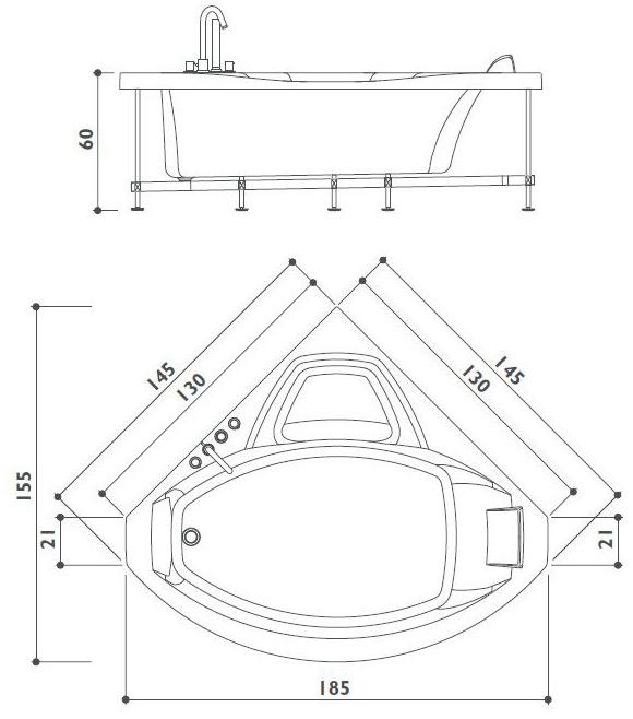 Jacuzzi® Угловая ванна sun-id-1428487 - Вид №1