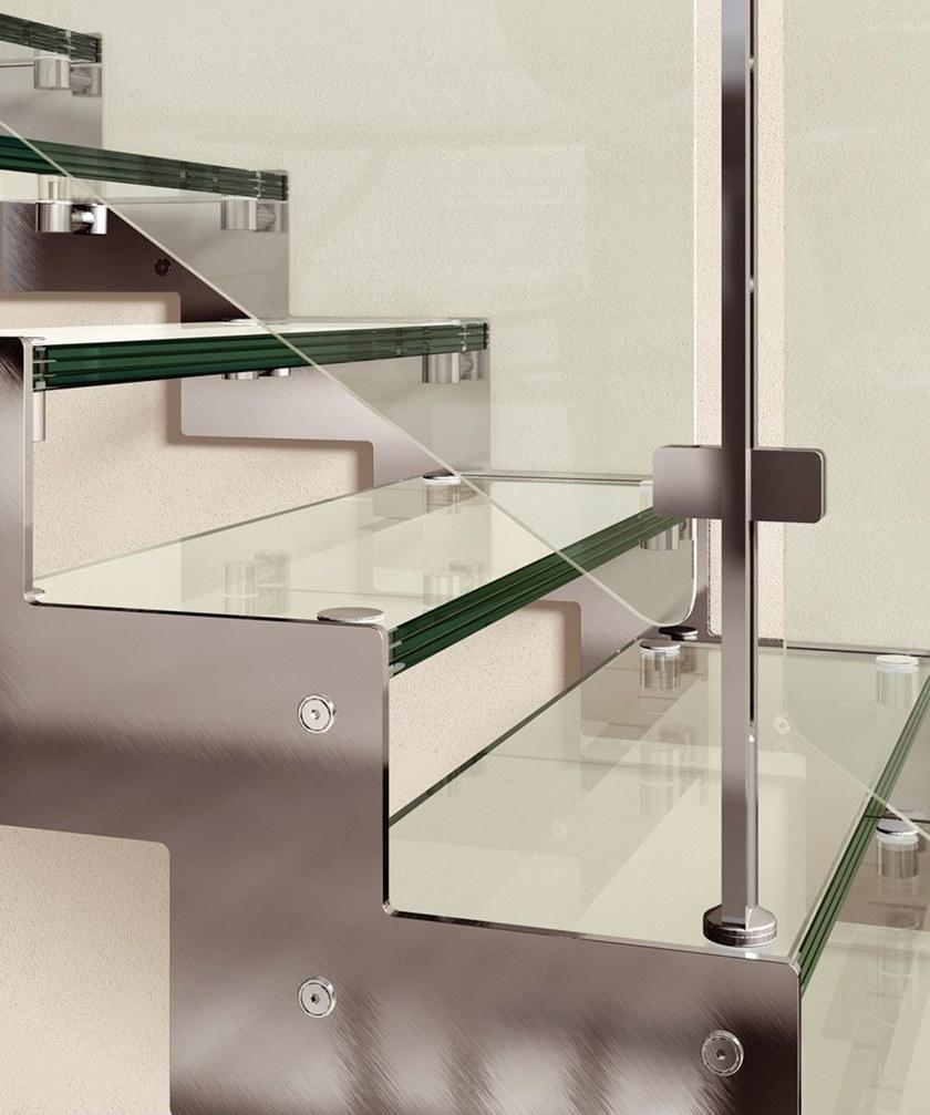 MOBIROLO Открытая лестница из стали и стекла с боковыми косоурами sun-id-1488219 - Вид №2