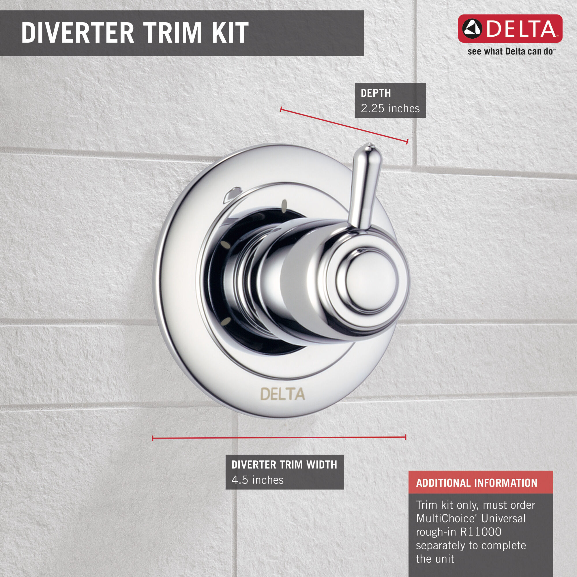 T11800-PB 3-позиционная регулировка 2-портового дивертора Delta Faucet Delta Полированная латунь - Вид №1