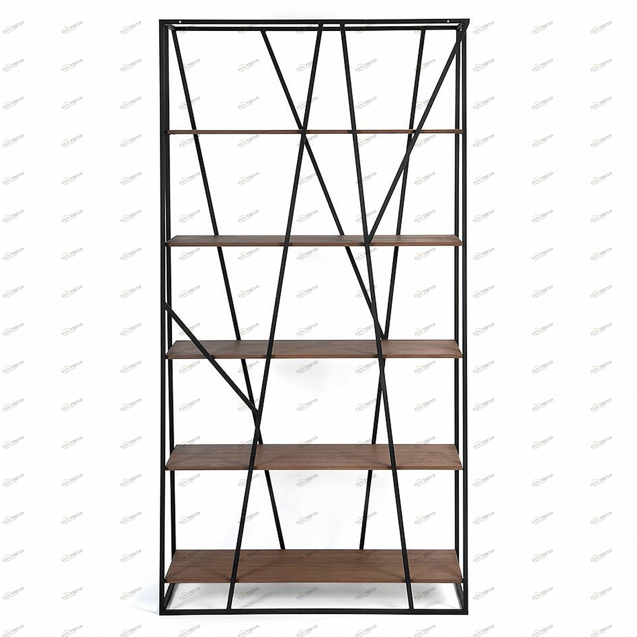 Стеллаж черный, американский орех Powell black INTELLIGENT DESIGN  260754 Коричневый;черный 