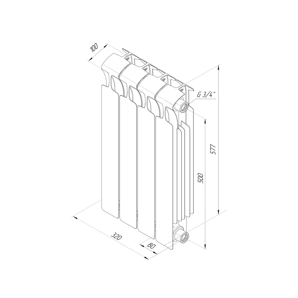Радиатор секционный Rifar Monolit M50004RAL7012 500/100 4 секции боковое подключение биметалл серый 82560805 STLM-2027753 - Вид №6