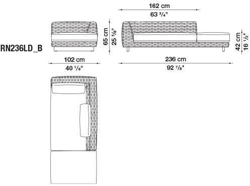 B&B Italia Outdoor Текстильный диван с шезлонгом Ray outdoor sun-id-1367309 - Вид №3
