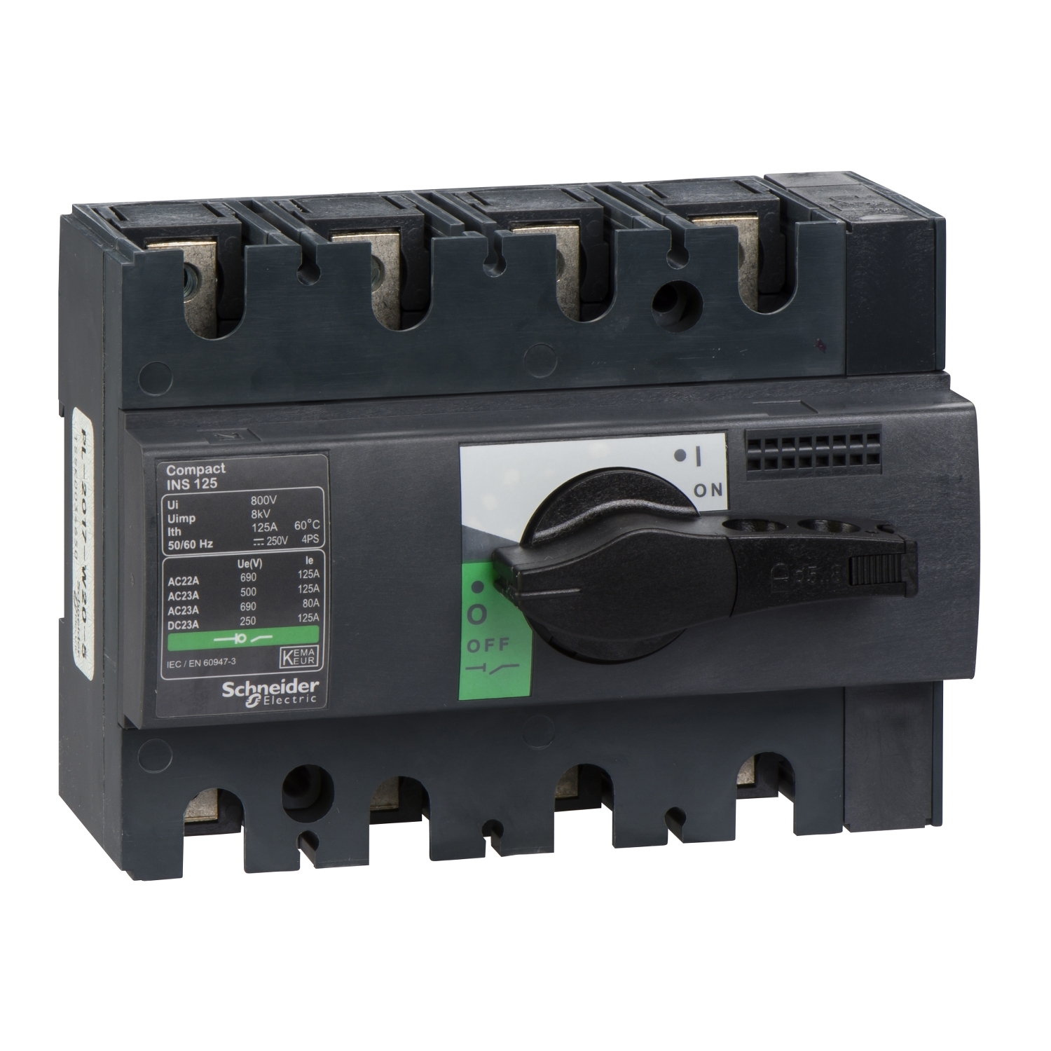28911 Рубильник Interpact INS 125А 4P, фронтальное исполнение Schneider Electric Compact