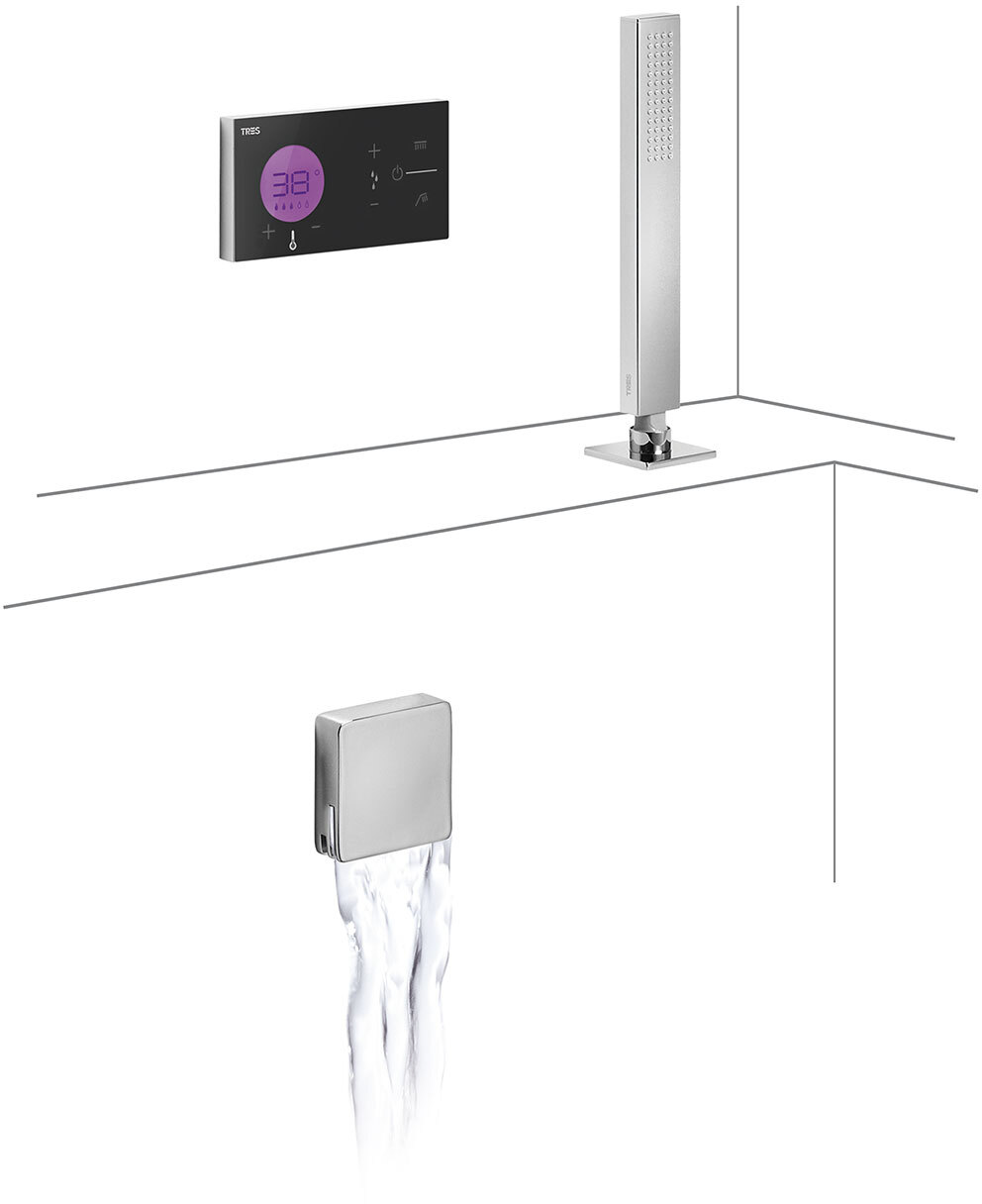 SHOWER TECHNOLOGY 2-ходовой встраиваемый электронный термостатический смеситель Shower Technology Blue Edition, набор для ванны и душа-09288571 TRES