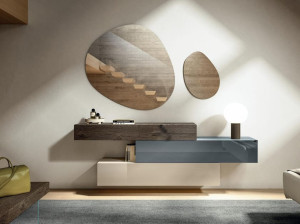 Подвесной комод из дерева и стекла