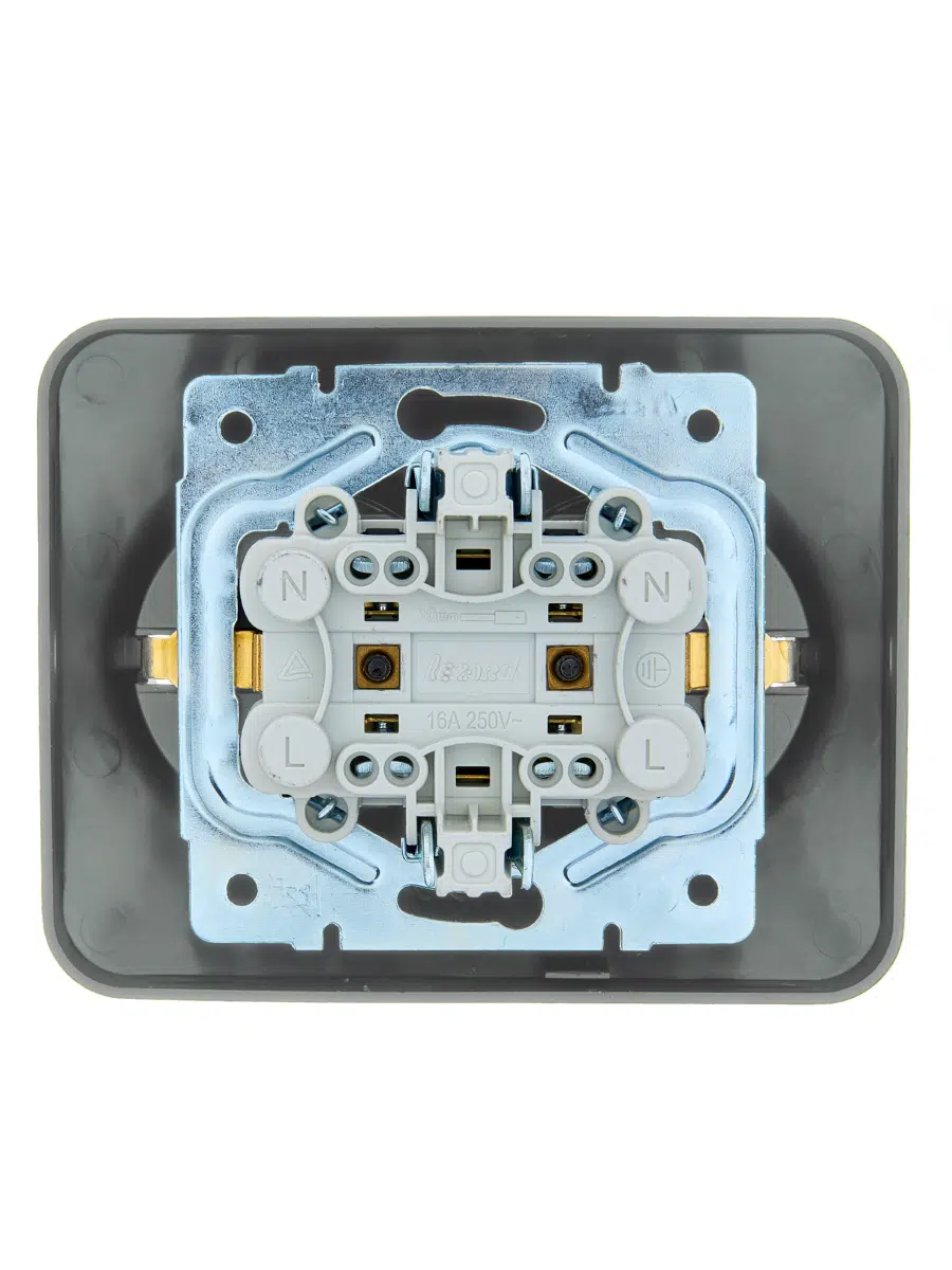 ASTI Розетка двойная с/з ПБТ платина LEZARD 7081-3500-127B - Вид №1