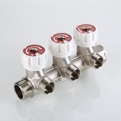 VTc.570.N.0503 Коллектор c регулирующими вентилями Valtec 3/4", 3 x 1/2"  - Вид №7
