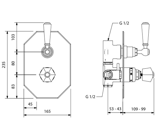 Встраиваемый смеситель для душа с переключателем Park Avenue Белый ARCH-00114397 - Вид №2
