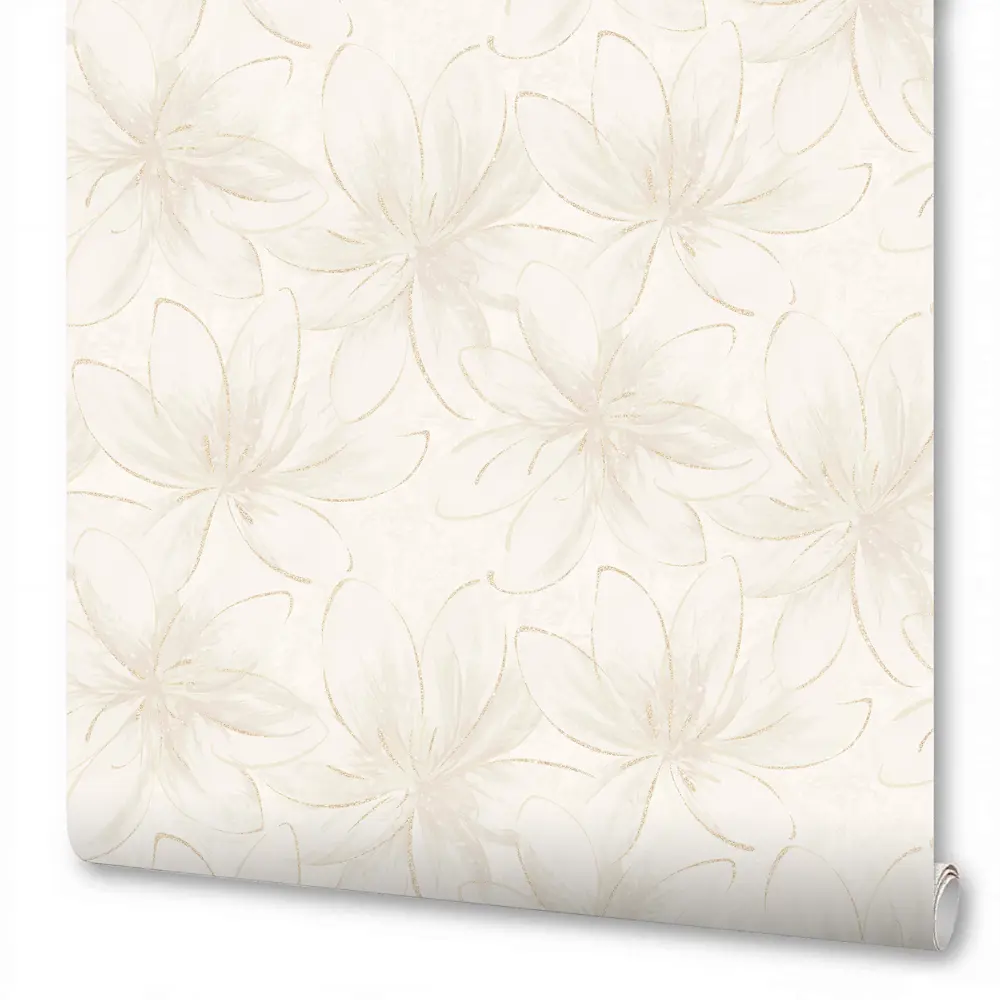 Wallsecret Esmeralda: флизелиновые обои с цветочным узором в бежевых тонах 89407994 STLM-1576505