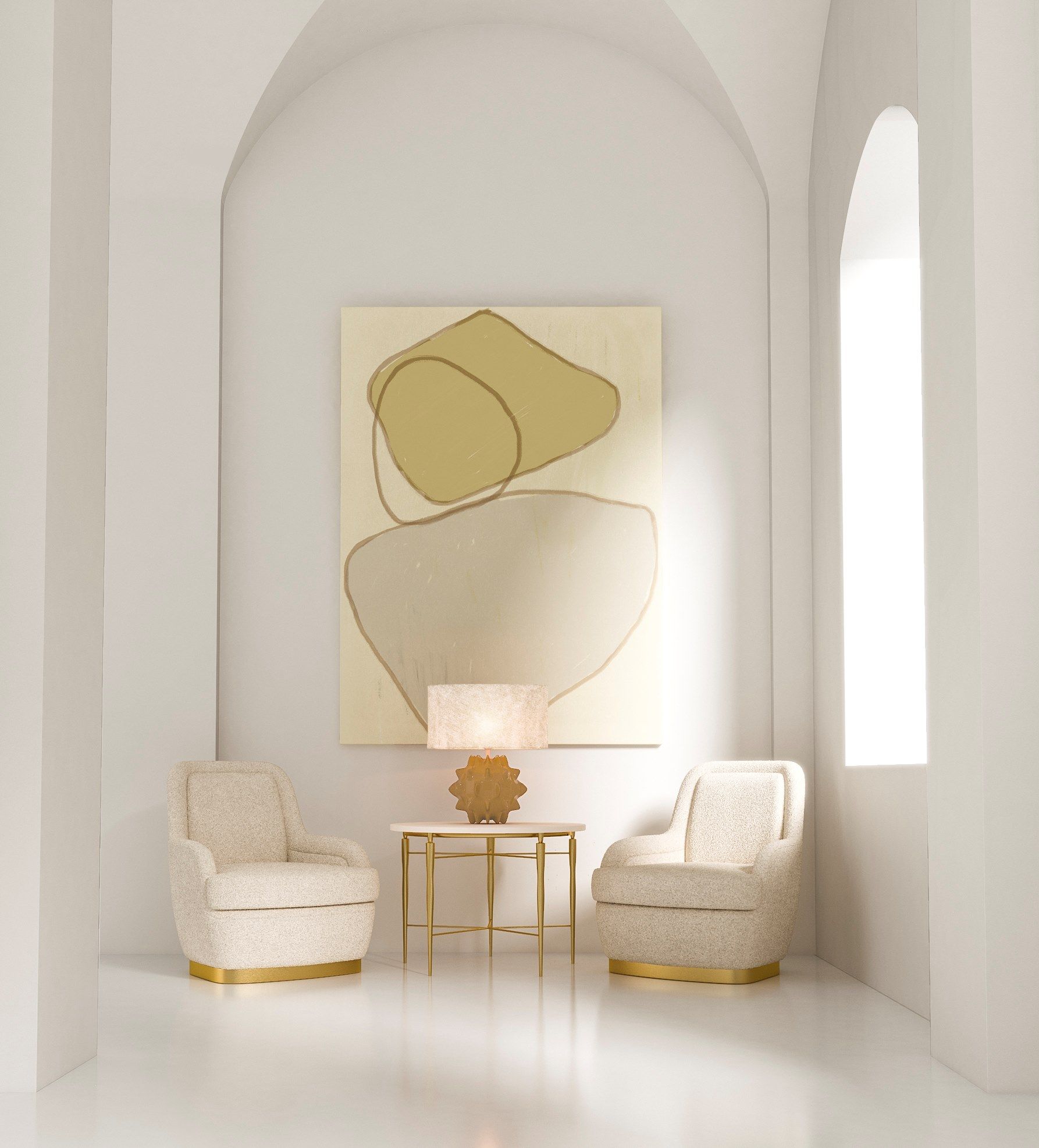 Высокий круглый журнальный столик из латуни и мрамора JOSÉ LEITE DE CASTRO Elis ARCH-00134841 - Вид №1