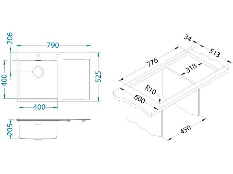 Мойка Alveus Pure 40 чаша справа 1103651 - Вид №1