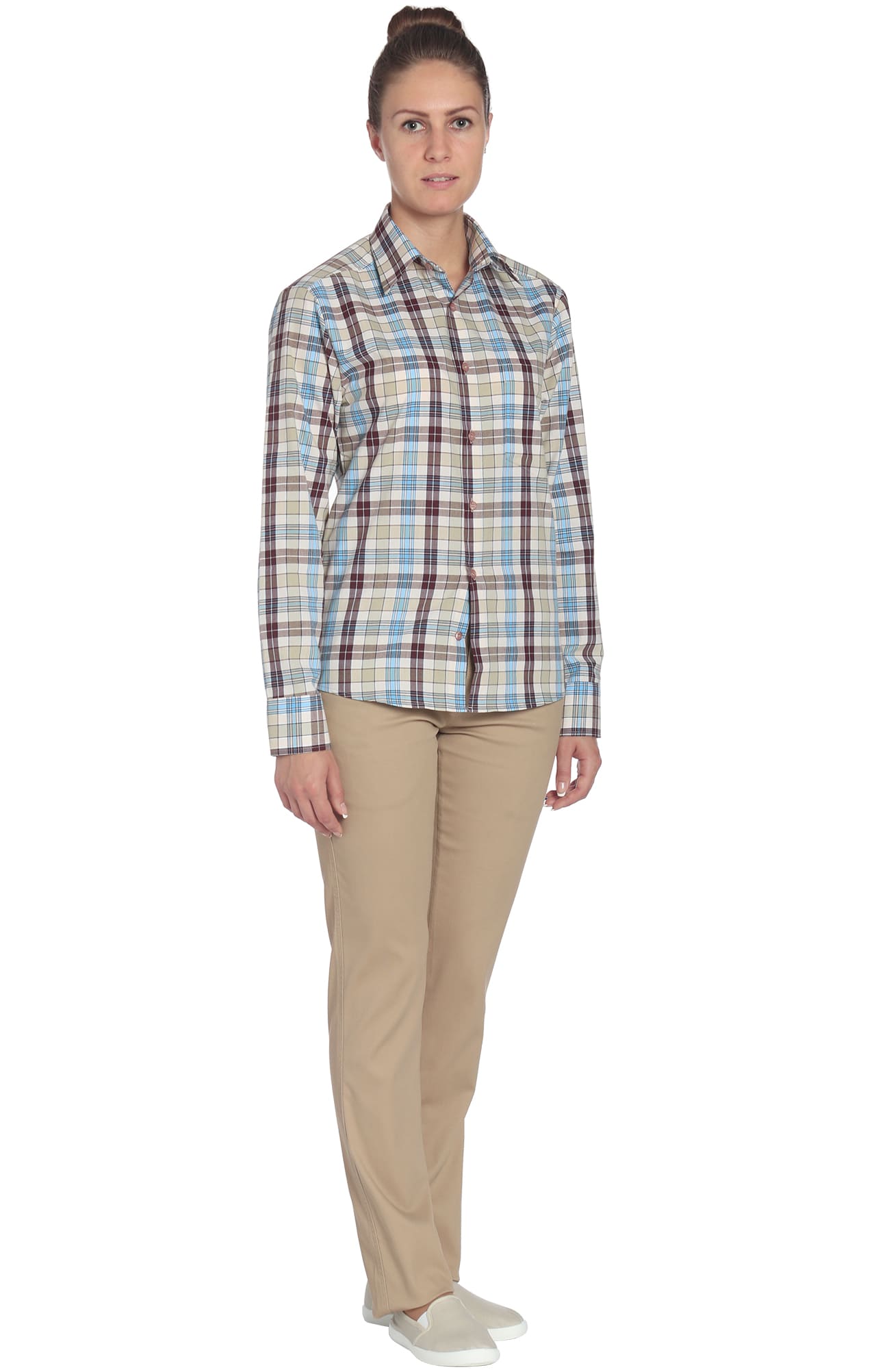 67819 Рубашка в клетку plaid beige (шотландка бежевая) HIPSTER  Толстовки, рубашки, футболки, тенниски  размер 54 (108)  - Вид №2