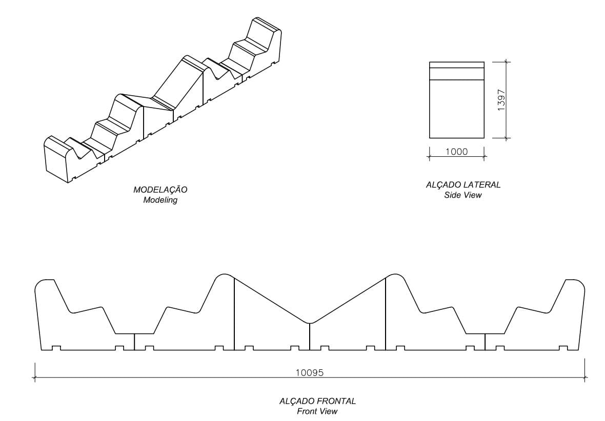 Модульная бетонная скамья без спинки amop Socialplay ARCH-00070762 - Вид №2