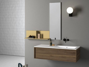 Шкаф для раковины из грецкого ореха с зеркалом