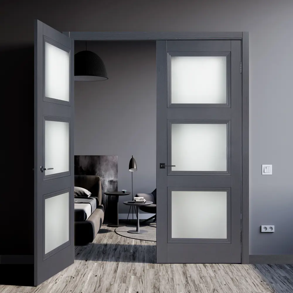 Комплект двери трилло со стеклом 80x200 см Hardflex цвет грей легно с добором 100 мм МАРИО РИОЛИ STLM-2192623 - Вид №2