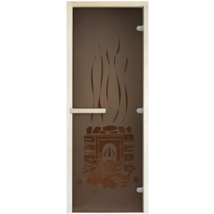 Дверь для сауны стеклянная с магнитным замком Стандарт печка 189x69 см двусторонняя