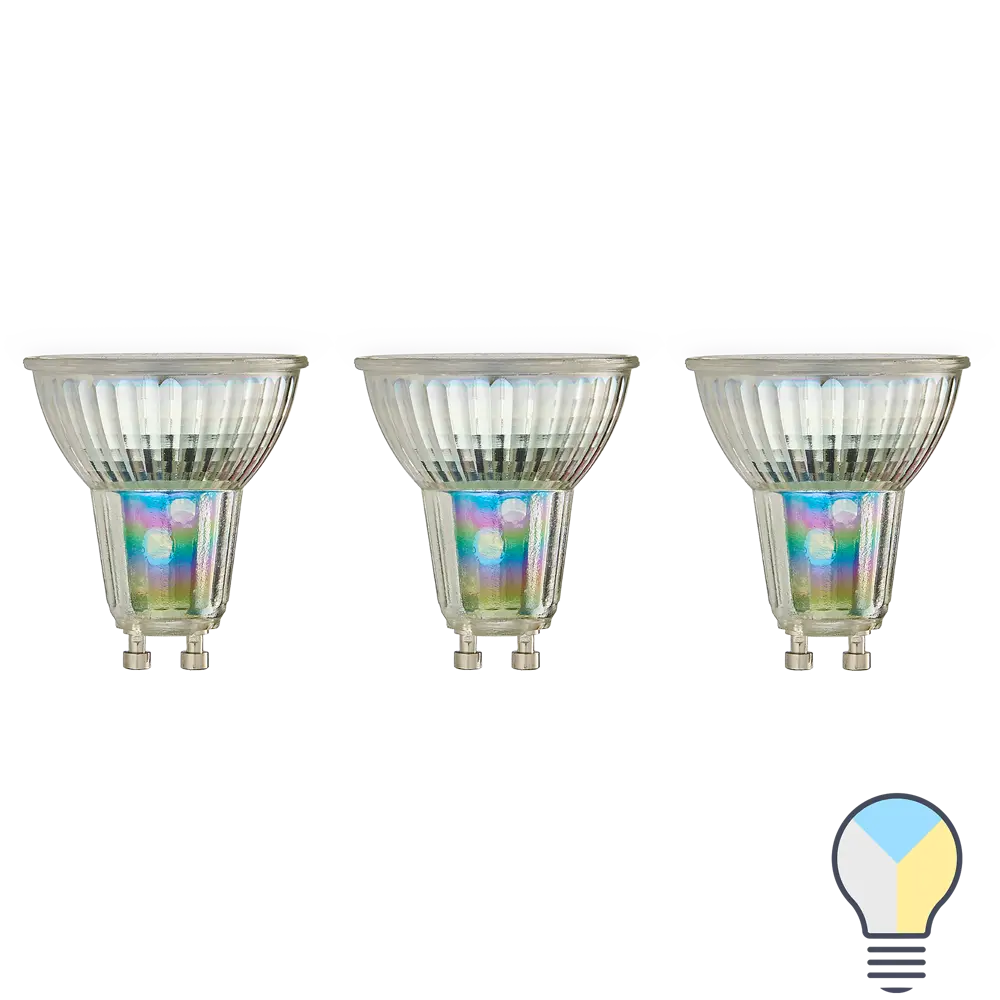 Набор умных ламп светодиодных Wi-Fi Osram Smart Plus GU10 220-240 В 5 Вт спот матовая 350 лм изменение оттенков белого 3 шт LEDVANCE STLM-2144910