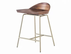 BassamFellows Табурет из стали и дерева со спинкой Spindle Cb-282