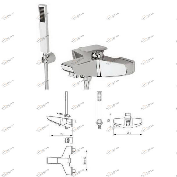 Смеситель для ванны монокомандный Bugnatese ML TEO-500 5417