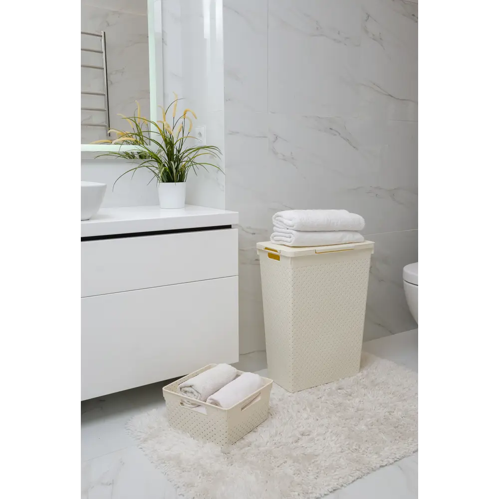 Корзина для белья Виолет Береста цвет слоновая кость STLM-2028793 - Вид №3