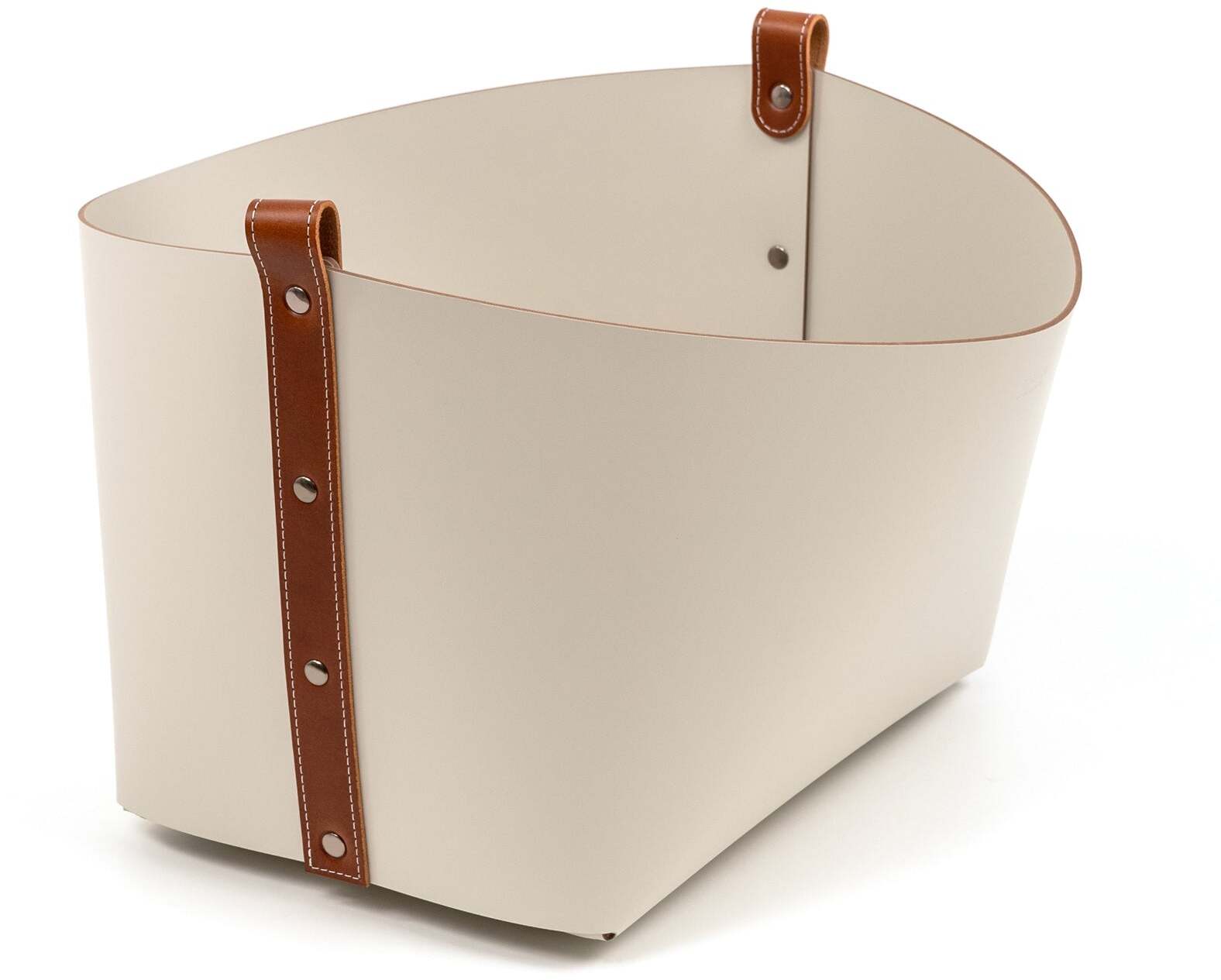 Маленькая корзина Ovo - 40X40XH29 см / регенерированная кожа_серо-коричневый