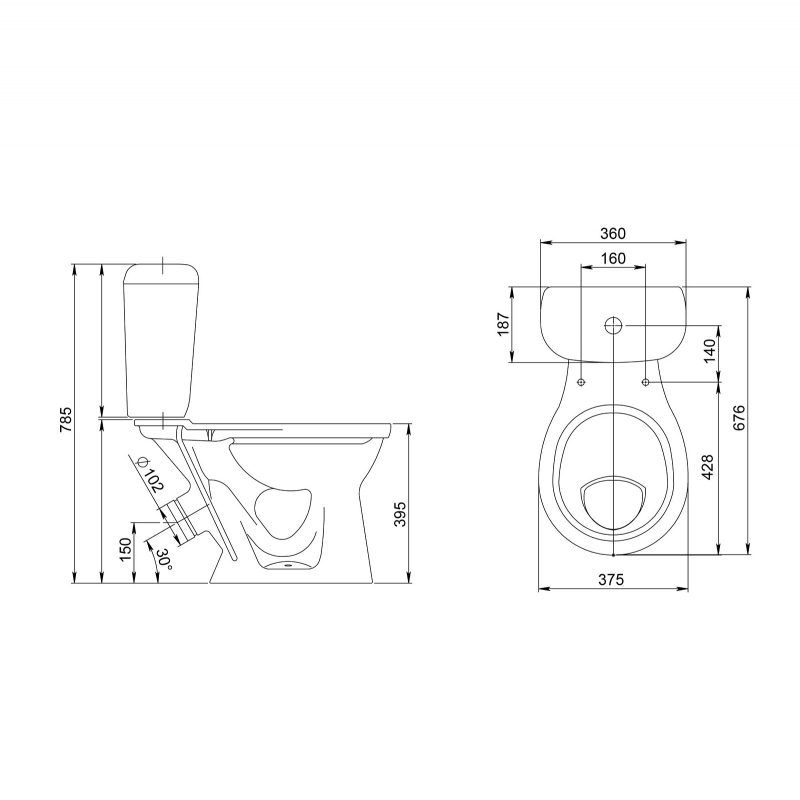 1.P301.6.S00.00B.F Компакт унитаз с бачком Белый SANTERI  Россия  - Вид №1