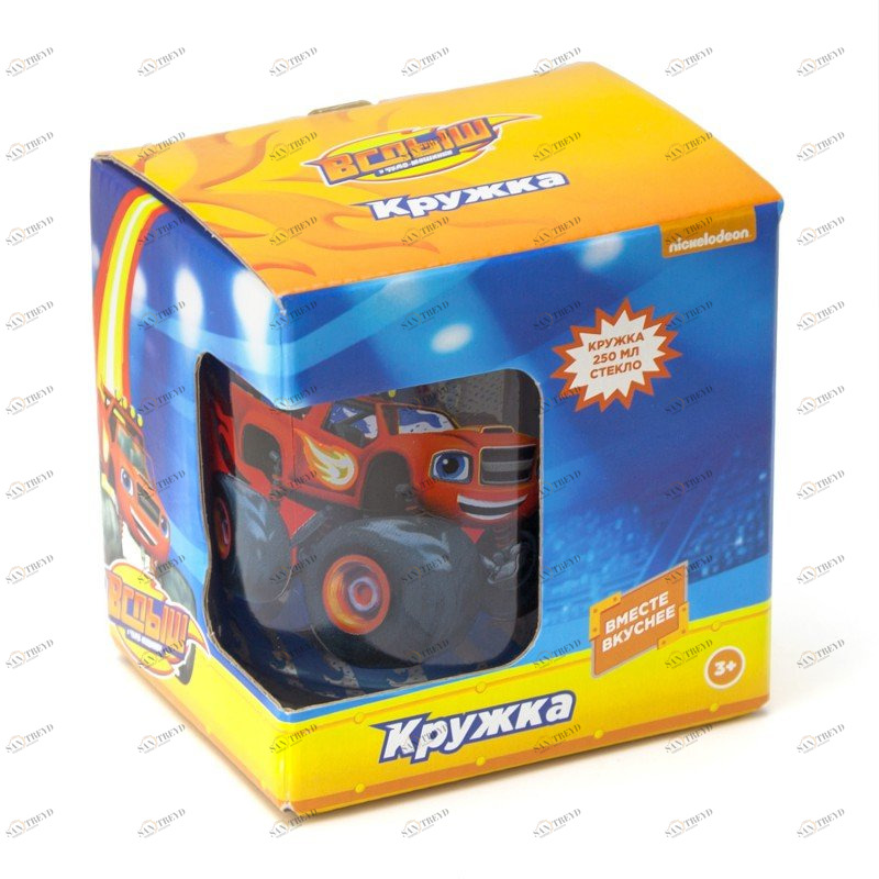 Кружка стеклянная в подарочной упаковке "Вспыш и чудо-машинки. Вспыш - Трек", 250 мл ND PLAY ВСПЫШ И ЧУДО-МАШИНКИ 335664 Красный;прозрачный Santreyd 