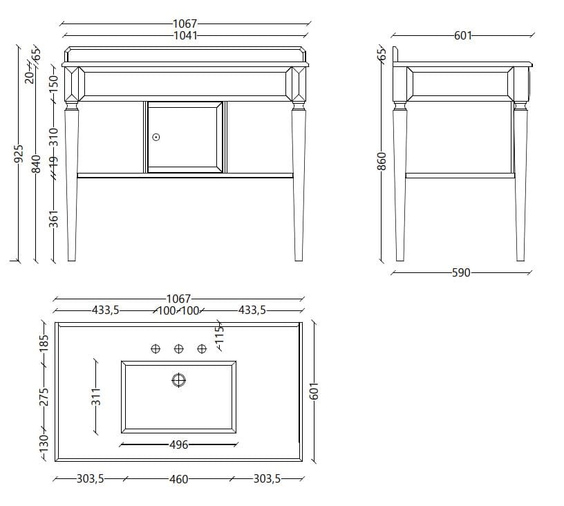 Деревянная напольная консоль для умывальника со встроенными дверцами Park Avenue CHARLENE ARCH-00116349 - Вид №2