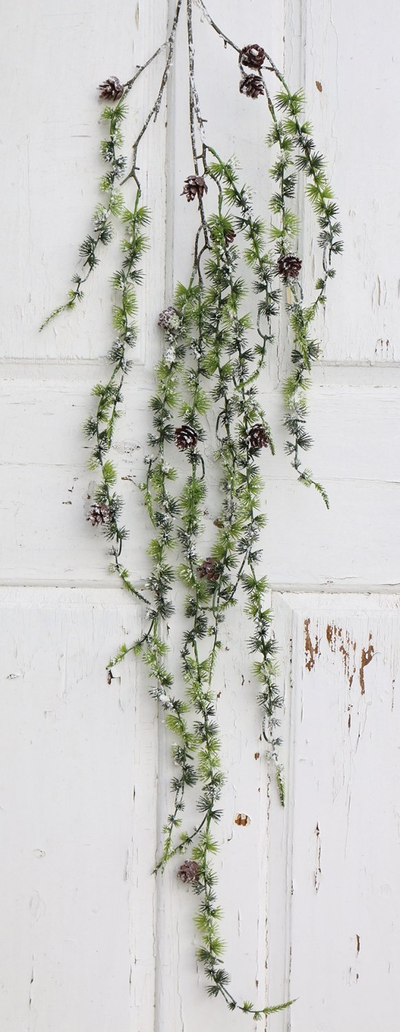 1092 807 a3 Искусственная свисающая лиственница со снегом, 100 см, зелено-белая H-andreas  - Вид №2