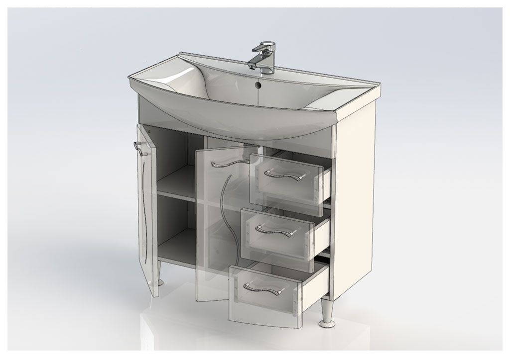 Тумба с раковиной Aquanet Моника 85 белый 0018677100185346 - Вид №4