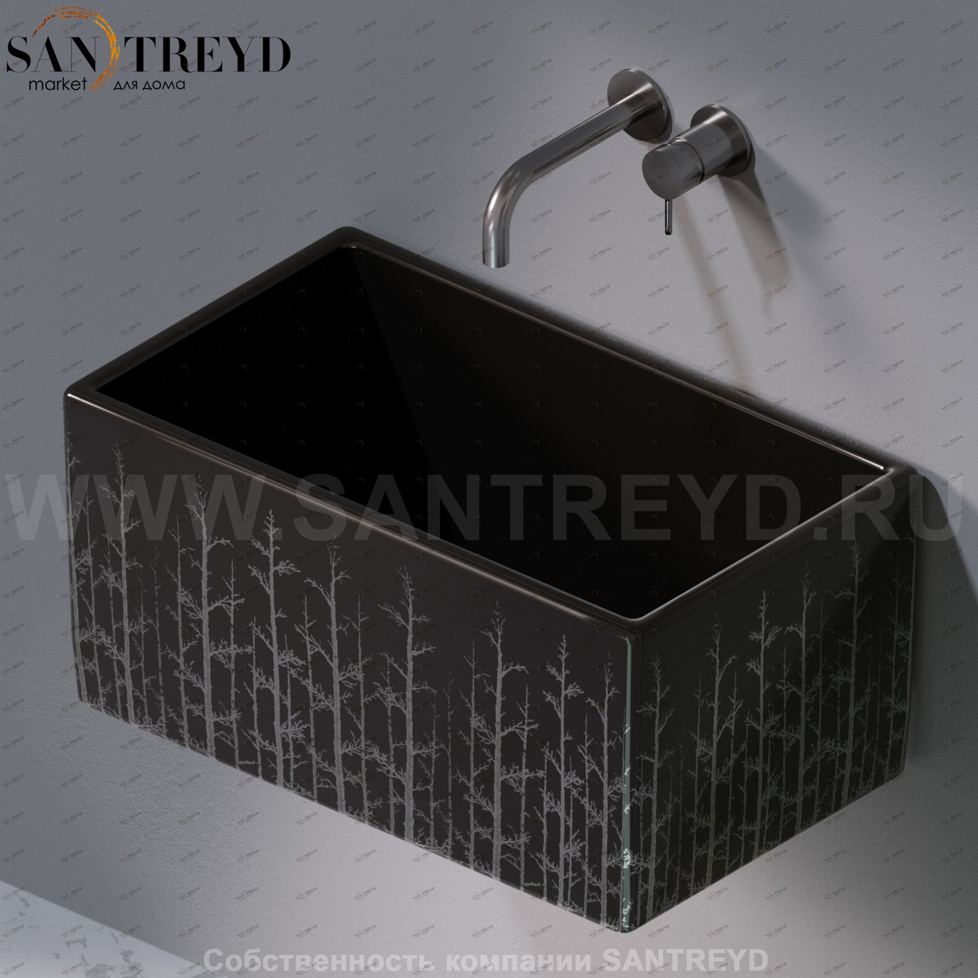 L112406P Подвесная раковина настенная прямоугольная A. e T. Italia Tower черная AeT ITALIA