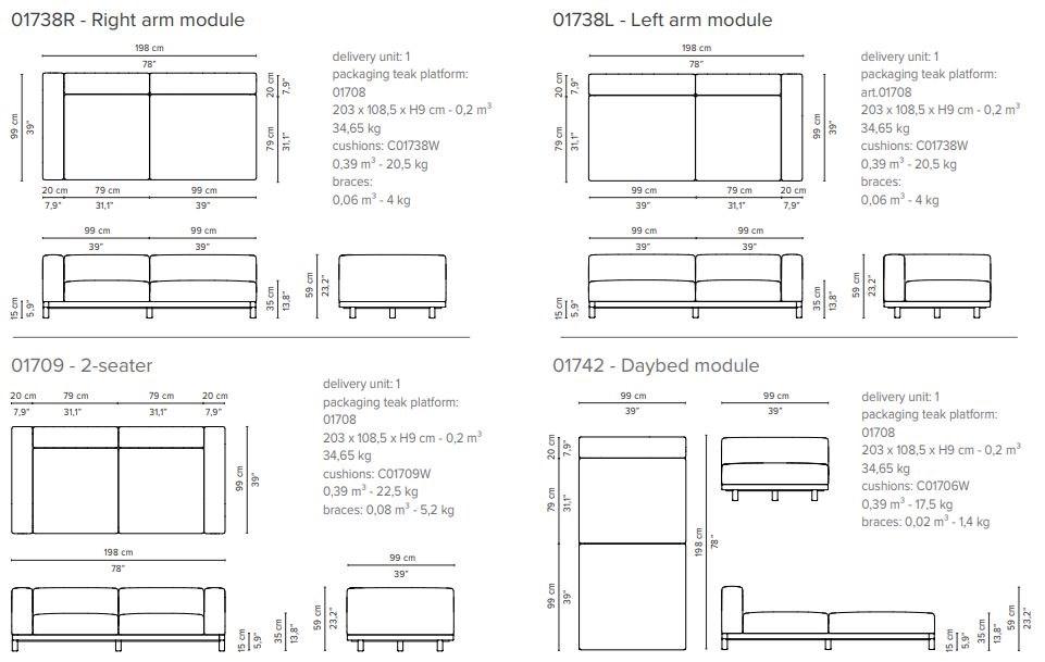 TRIBÙ Модульный садовый диван с водоотталкивающими подушками Vis à vis sofa sun-id-1365364 - Вид №17