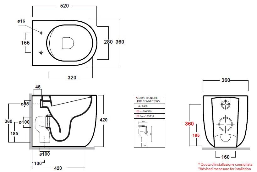 Mil110301 Приставной унитаз напольный Белый Olympia Ceramica Milady Италия - Вид №2