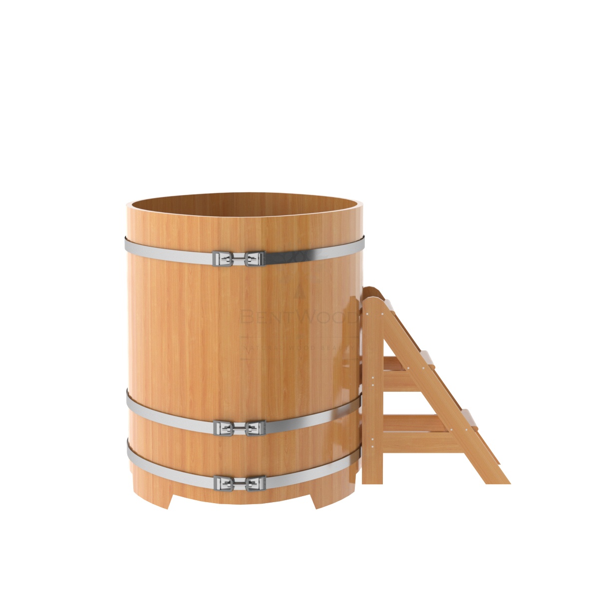 1171 Купель овальная из лиственницы 1,02х1,68х1,2 натуральная премиум Alyarus  - Вид №2