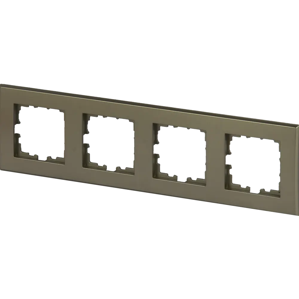 Рамка для розеток и выключателей Lexman Виктория плоская 4 поста цвет шампань матовый STLM-2199838 - Вид №1