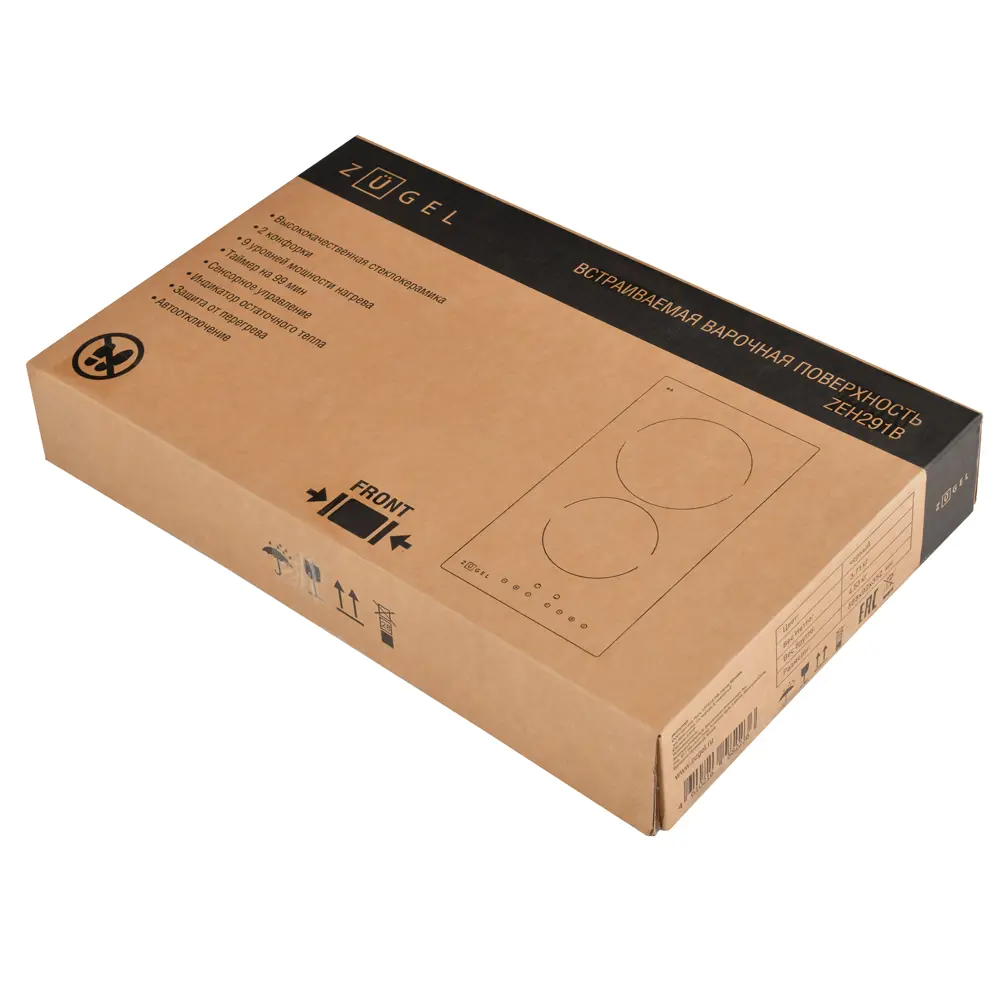 Стеклокерамическая варочная панель Zugel ZEH291B 29x5.2x52 см 2 конфорки цвет черный STLM-2123445 - Вид №6