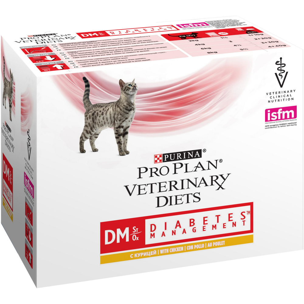 ПР0033173 Корм для кошек Veterinary Diets DM St/Ox при сахарном диабете, курица пауч 85г Pro Plan  - Вид №10
