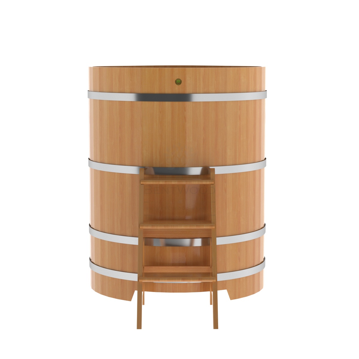 1227 Купель угловая из лиственницы 1,03х1,03х1,4 натуральная премиум Alyarus  - Вид №3