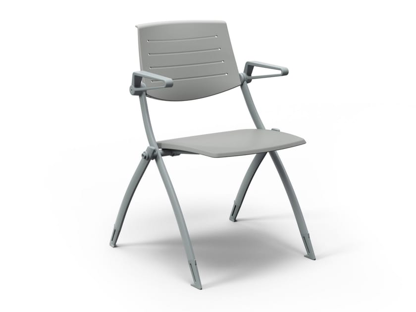 Пластиковый складной штабелируемый стул для конференций с подлокотниками FANTONI Seating system ARCH-00054022