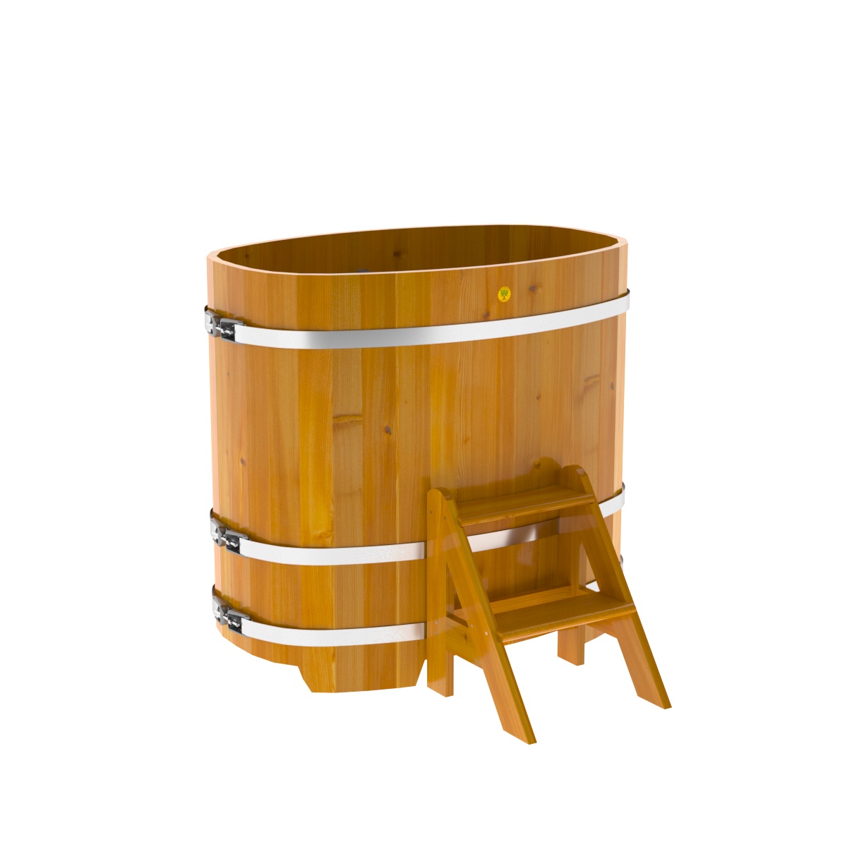 2258 Купель овальная из лиственницы Рустик 0,76х1,16х1,1 натуральная Alyarus  - Вид №1